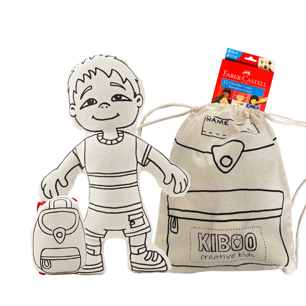 Kit de Pintar e Brincar Menino de Boné + Sacolinha - Kiboo kids
